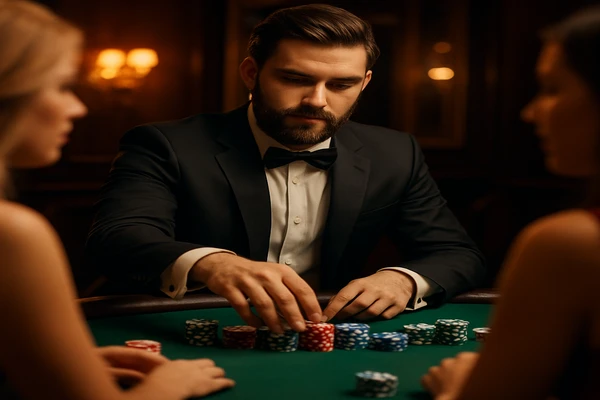 একজন নারী ল্যাপটপে অনলাইন গেম উপভোগ করছেন; চারপাশে জ্বলজ্বল করা গেমিং প্ল্যাটফর্মের পরিবেশ ছড়িয়ে পড়েছে